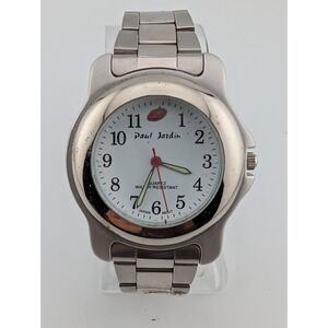 Paul Jardin Watch Men 41mm Case Silver‎ 7.5" Band- New Battery